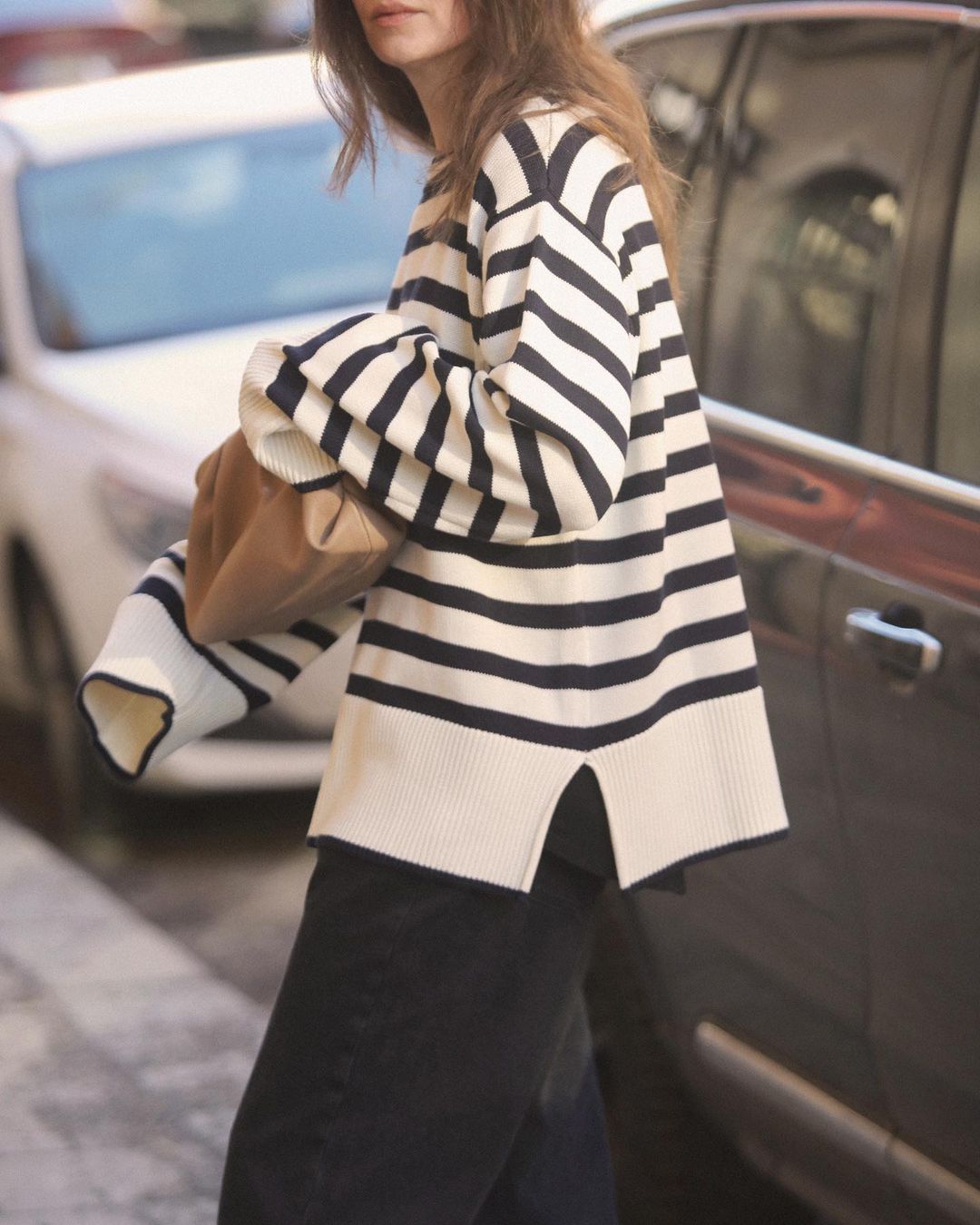 áo len oversized kẻ ngang