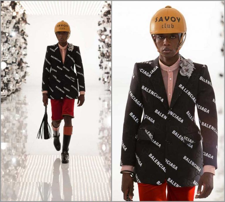 Những chiếc áo có thiết kế vai không thể nhầm lẫn của Balenciaga mang bảng màu sặc sỡ của Gucci