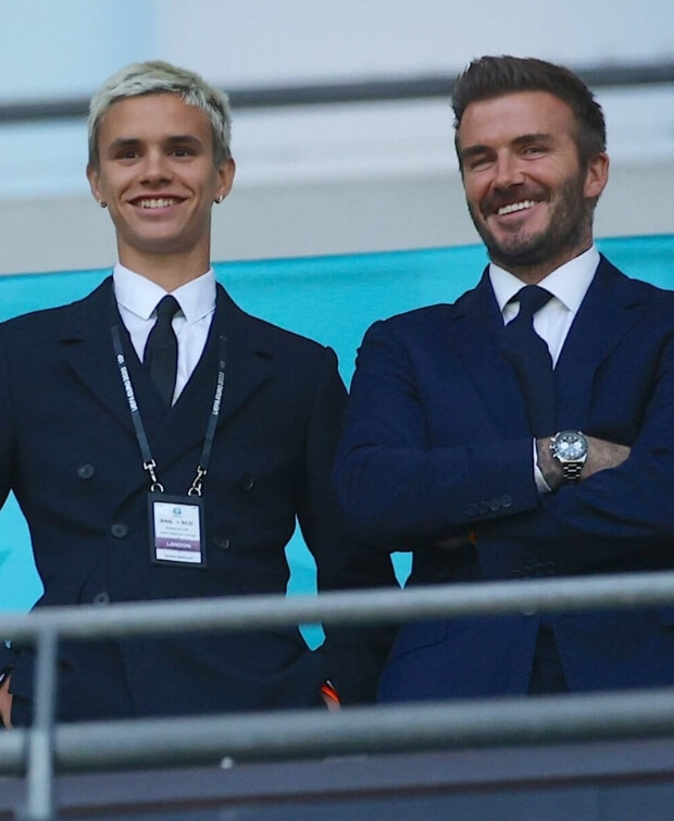 Romeo Beckham và cha