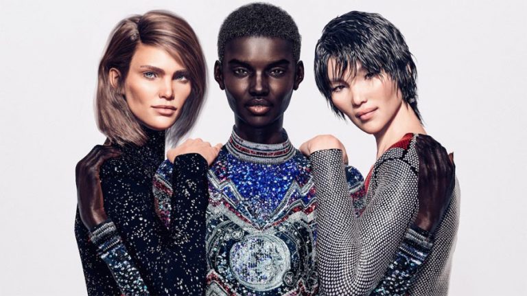 Balmain đã giới thiệu một chiến dịch được mặc định bởi người mẫu ảo Margot, Zhi và Shudu Gram vào năm 2018.
