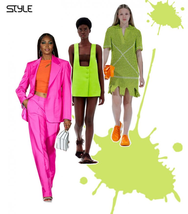Bottega Veneta, xanh chanh + cam, Versace cam hồng fuchsia, Màu sắc axit nâu sô cô la đen Emilio Pucci