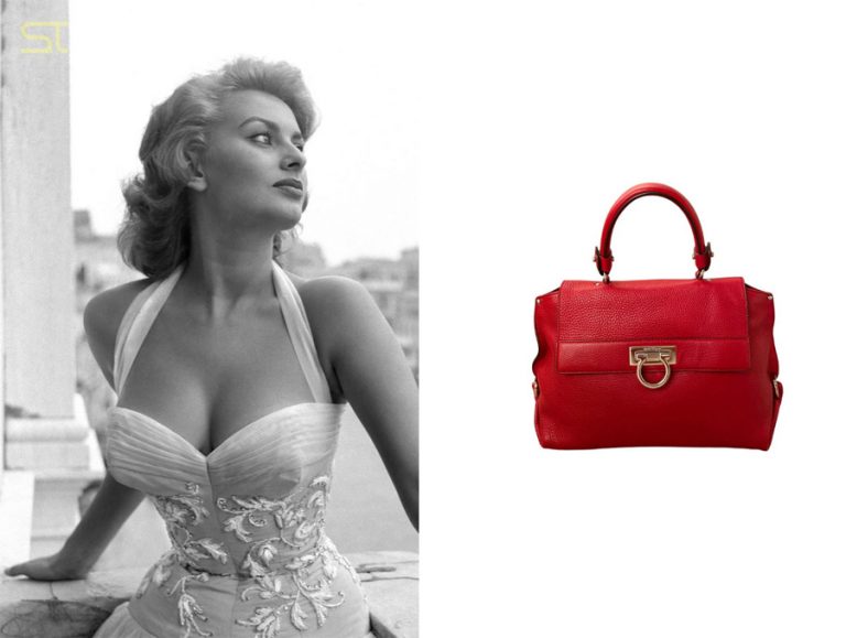 Trái: Sophia Loren. Ảnh: Getty Image ; Phải: Túi Sofia cổ điển có sẵn trên vestiairecollective