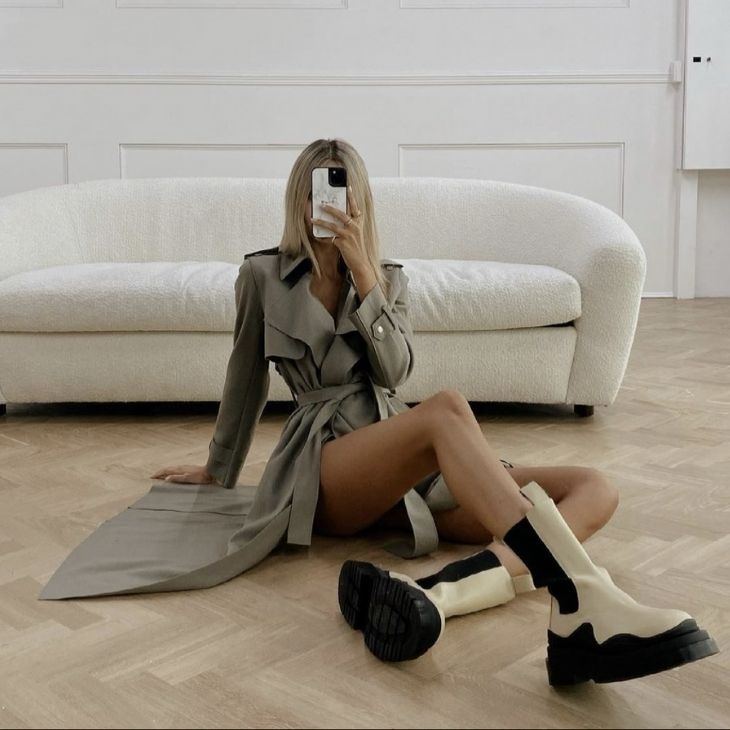 Cá tính cùng boots cổ cao đế rãnh cao su