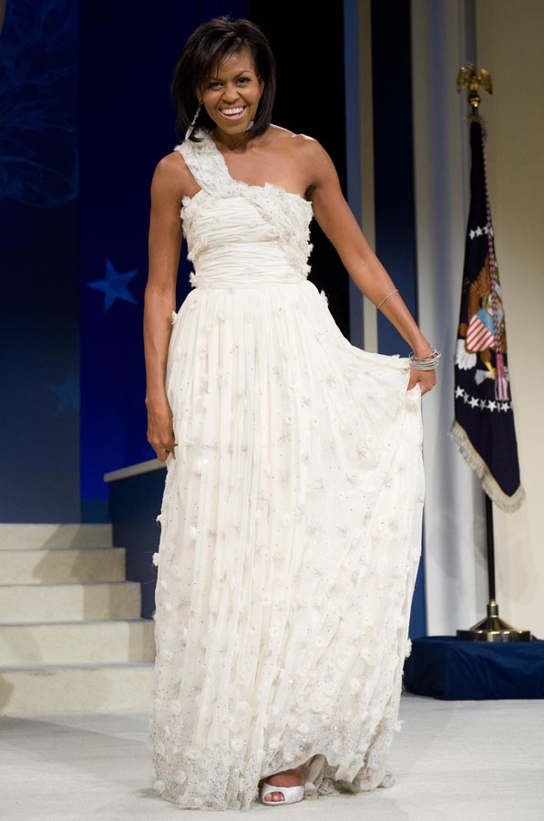 Michelle Obama trong bữa tiệc mừng ông Obama đắc cử tổng thống