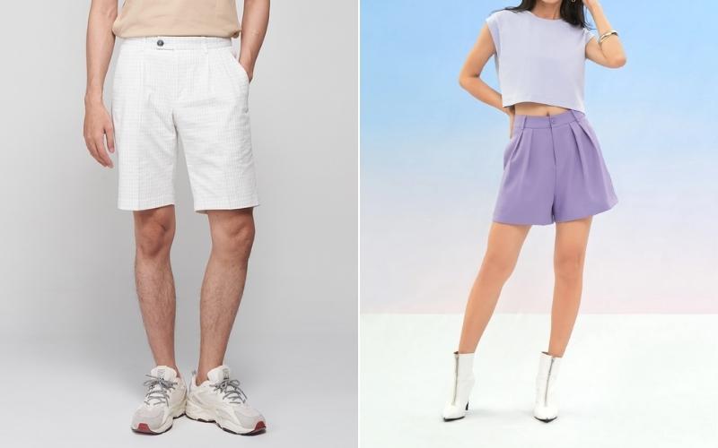 Quần shorts xếp ly